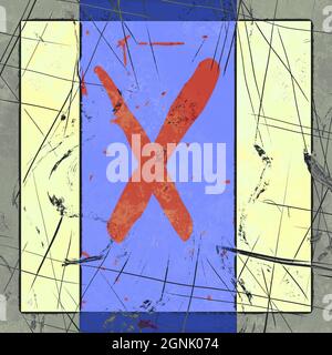 Monogramm des Großbuchstaben X , grunge Poster Stockfoto