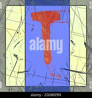 Monogramm des Großbuchstaben T , grunge Poster Stockfoto