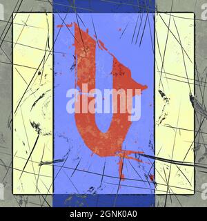 Monogramm des Großbuchstaben U , grunge Poster Stockfoto