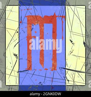 Monogramm des Großbuchstaben M , grunge Poster Stockfoto