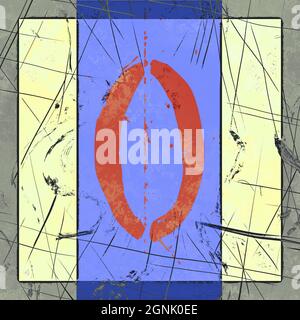 Monogramm des Großbuchstaben O , grunge Poster Stockfoto