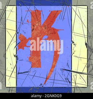 Monogramm des Großbuchstaben K , grunge Poster Stockfoto
