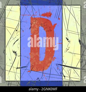 Monogramm des Großbuchstaben D, grunge Poster Stockfoto