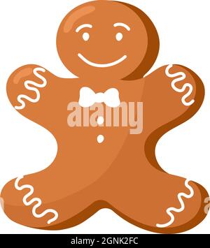 Weihnachten Lebkuchenmann. Festliche Cookie-Vektor-Illustration isoliert auf weißem Hintergrund. Stock Vektor