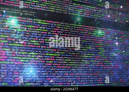 Website-Entwicklung. Analyse der Serverprotokolle. Nahaufnahme Entwicklung von Programmier- und Codierungstechnologien. Entwickler arbeiten an Websites Codes im Büro. Stockfoto