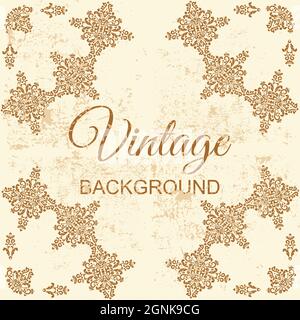 Vintage Hintergrund mit Grunge Textur in beige Farbe. Vektor-Vorlage mit Grunge und Ornament für die Gestaltung von Einladungskarten, Etiketten, Zertifikat oder Stock Vektor