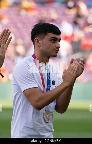 Barcelona, Spanien. September 2021. SPANIEN-FUSSBALL-LA LIGA SANTANDER-FCB GEGEN LEVANTE UD. FC Barcelona Spieler (16) Pedri Prior La Liga Santander Spiel zwischen FC Barcelona und Levante UD in Camp Nou, Barcelona, Spanien, am 26. September 2021. © Joan Gosa 2021 Credit: Joan Gosa Badia/Alamy Live News Credit: Joan Gosa Badia/Alamy Live News Stockfoto