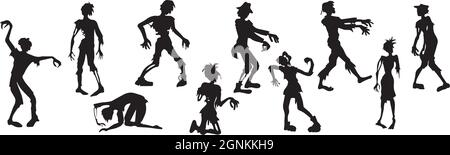Set of 10 different halloween zombies on white background - Vector illustration Stock Vektor