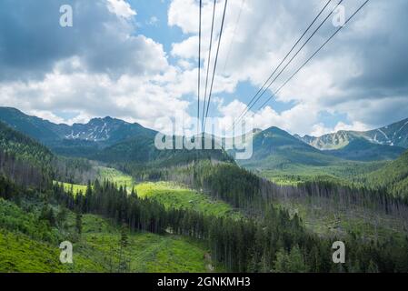 Fahrt mit der Seilbahn auf den Gipfel des Kasprowy Wierch in Polen Stockfoto