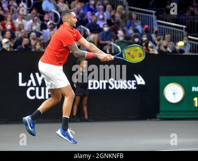 25. September 2021, Boston, Massachusetts, USA: Der Samstag Wettbewerb des Laver Cup in Boston.Nick Kyrgios Team World. (Bild: © Kenneth Martin/ZUMA Press Wire) Stockfoto