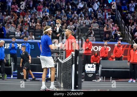 25. September 2021, Boston, Massachusetts, USA: Der Samstag Wettbewerb des Laver Cup in Boston. (Bild: © Kenneth Martin/ZUMA Press Wire) Stockfoto