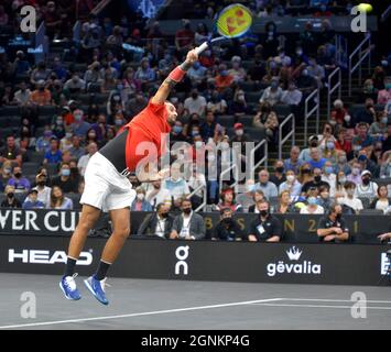 25. September 2021, Boston, Massachusetts, USA: Der Samstag Wettbewerb des Laver Cup in Boston.Nick Kyrgios Team World. (Bild: © Kenneth Martin/ZUMA Press Wire) Stockfoto