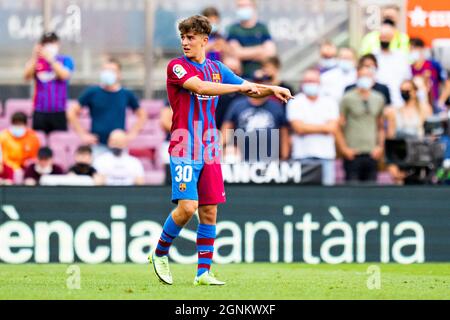 Barcelona, Spanien. September 2021. Gavi (FC Barcelona), während des Fußballspiels der Liga zwischen dem FC Barcelona und Levante UD, im Camp Nou Stadion in Barcelona, Spanien, am 26. September 2021. Foto: SIU Wu Credit: dpa/Alamy Live News Stockfoto