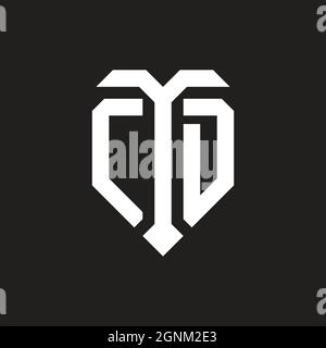 CF-Logo mit Schild weiß orange Form Designvorlage isoliert auf schwarzem Hintergrund Stock Vektor