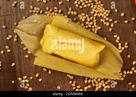 Pamonha, doce de milho tradicional do Brasil Stockfoto