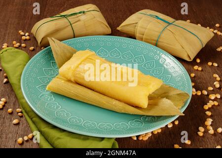 Pamonha, doce de milho tradicional do Brasil Stockfoto