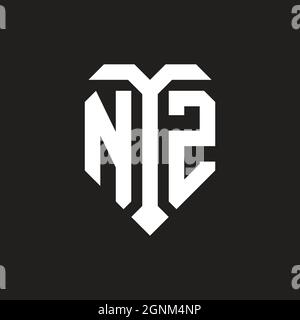 AUF Logo mit Schild weiß orange Form Designvorlage isoliert auf schwarzem Hintergrund Stock Vektor