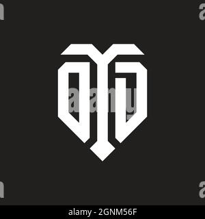 ODER Logo mit Schild weiß orange Form Designvorlage isoliert auf schwarzem Hintergrund Stock Vektor