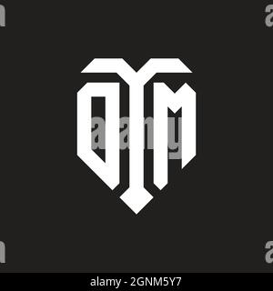 PC-Logo mit Schild weiß orange Form Designvorlage isoliert auf schwarzem Hintergrund Stock Vektor