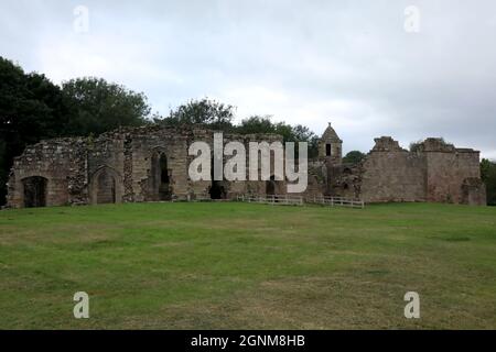 23. September 2021: Blick auf das Spofforth Castle in Spofforth, North Yorkshire, England, wo Rebellenbarone angeblich Magna Carta im Jahr 1215 entwarf Stockfoto