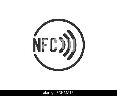 Logo für kontaktloses kabelloses Bezahlen. NFC-Technologie ohne Kreditkarte. Vektorgrafik Stock Vektor