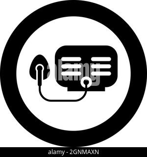Inhalator Vernebler Medizinische Aerosolgeräte Symbol im Kreis Runde schwarze Farbe Vektor Illustration solide Kontur Stil einfaches Bild Stock Vektor