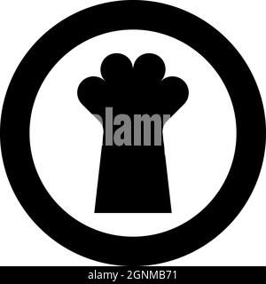 Katze Pfote Fuß Katze Bein niedlich Haustier Symbol im Kreis rund schwarz Farbe Vektor Illustration solide Kontur Stil einfaches Bild Stock Vektor