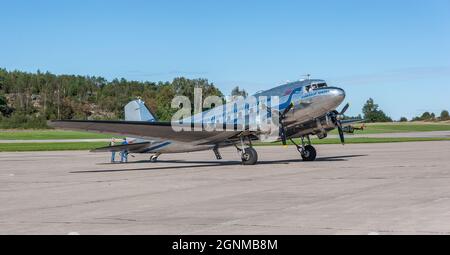 Göteborg, Schweden - 30 2008. August: Douglas DC-3 auf der Göteborg Aero Show.. Stockfoto