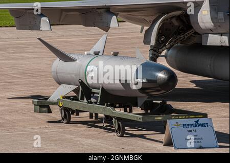 Göteborg, Schweden - 30 2008. August: Blinde RB15-Luft-zu-See-Rakete auf dem Display Stockfoto