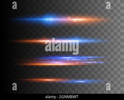 Set von glänzenden Funkeln und Fackeln. Leuchtende Lichter auf transparentem Hintergrund isoliert. Vektorgrafik Stock Vektor