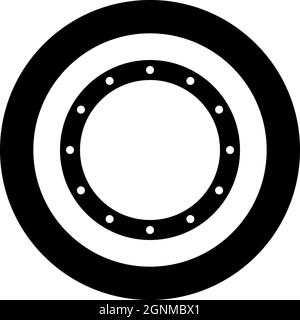 Gummidichtung mit Löchern Dichtung aus Tülle Leckage O-Ring Retten-Symbol  im Kreis rund schwarz Farbe Vektor-Illustration solide Kontur Stil  einfaches Bild Stock-Vektorgrafik - Alamy