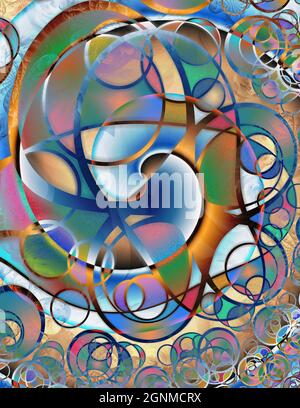 Farbenfrohe Abstraktion von geschwungenen Linien. 3D-Rendering Stockfoto