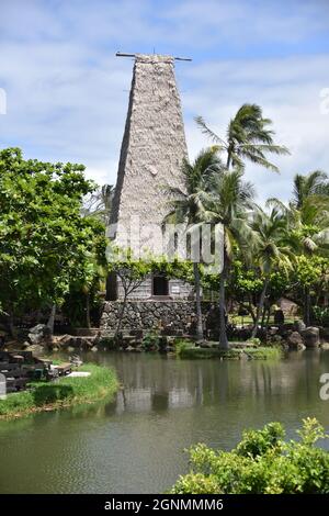 Oahu HI USA 6/3-4/2021. Polynesisches Kulturzentrum. Eröffnet Am 10/12/1963. Polynesische Inseln: Samoa, Aotearoa, Fidschi, Hawaii, Tahiti und Tonga. Geschäfte Stockfoto