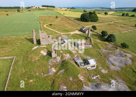 Die Überreste der Mine Magpie in Sheldon, Derbyshire, Großbritannien Stockfoto