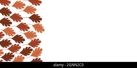 Florales Webbanner mit gezeichneten Herbstblättern in Farbe. Design des Naturkonzepts. Moderne florale Kompositionen mit gelben, orangen Zweigen. Vektorgrafik Stock Vektor