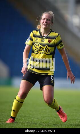 Chesterfield, England, 26. September 2021. Anne Meiwald aus Watford während des Spiels der FA Women's Championship im Technique Stadium, Chesterfield. Bildnachweis sollte lauten: Simon Bellis / Sportimage Stockfoto