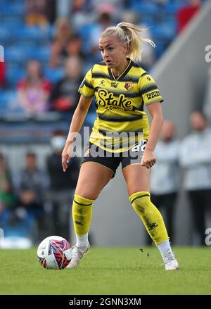 Chesterfield, England, 26. September 2021. Jenna Legg aus Watford während des Spiels der FA Women's Championship im Technique Stadium, Chesterfield. Bildnachweis sollte lauten: Simon Bellis / Sportimage Stockfoto