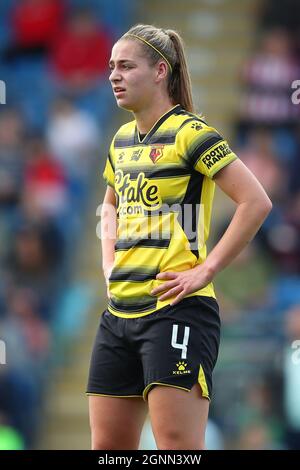 Chesterfield, England, 26. September 2021. Ylena Priest von Watford während des FA Women's Championship Matches im Technique Stadium, Chesterfield. Bildnachweis sollte lauten: Simon Bellis / Sportimage Stockfoto