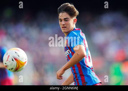 Barcelona, Spanien. Kredit: D. 26. Sep, 2021. Gavi (Barcelona) Fußball/Fußball : Spanisches 'La Liga Santander' Spiel zwischen dem FC Barcelona 3-0 Levante UD im Camp Nou Stadion in Barcelona, Spanien. Quelle: D .Nakashima/AFLO/Alamy Live News Stockfoto