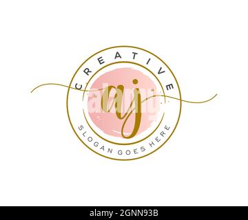 AJ feminine Logo Schönheit Monogramm und elegantes Logo-Design, Handschrift Logo der ursprünglichen Signatur, Hochzeit, Mode, Blumen und botanischen mit kreativen Stock Vektor