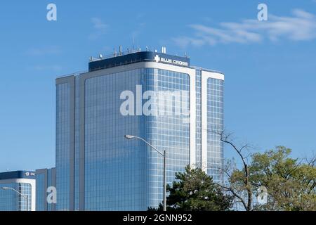 Etobicoke, Toronto, Kanada - 26. September 2021: Bürogebäude Blue Cross in Etobicoke, Toronto, Kanada. Stockfoto