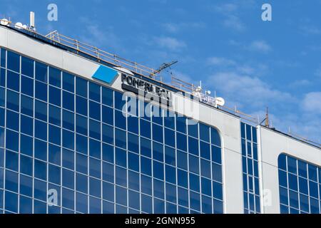 Etobicoke, Toronto, Kanada - 26. September 2021: Pomerleau Bürogebäude in Etobicoke, Toronto, Kanada. Stockfoto