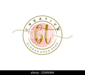 BT feminine Logo Schönheit Monogramm und elegantes Logo-Design, Handschrift Logo der ursprünglichen Signatur, Hochzeit, Mode, Blumen und botanischen mit kreativen Stock Vektor