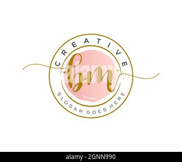 BM feminine Logo Schönheit Monogramm und eleganten Logo-Design, Handschrift Logo der ursprünglichen Signatur, Hochzeit, Mode, floral und botanisch mit kreativen Stock Vektor