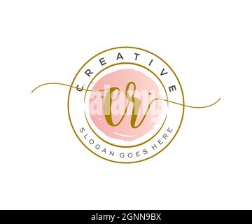 CR feminine Logo Schönheit Monogramm und elegantes Logo-Design, Handschrift Logo der ursprünglichen Signatur, Hochzeit, Mode, Blumen und botanischen mit kreativen Stock Vektor