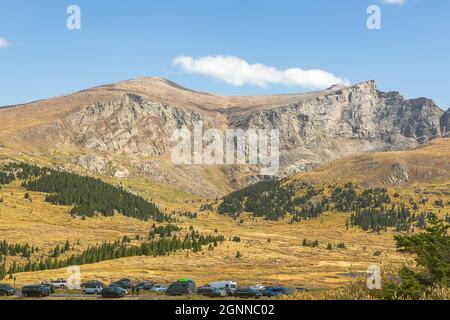 Panoramablick auf den Bierstadt-Berg am Guanella-Pass in Colorado Stockfoto