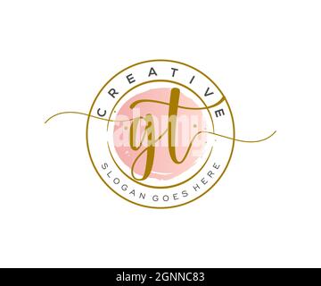 GT feminine Logo Schönheit Monogramm und elegantes Logo-Design, Handschrift Logo der ursprünglichen Signatur, Hochzeit, Mode, Blumen und botanischen mit kreativen Stock Vektor