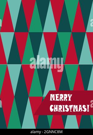 Postkarte aus Dreiecken für Weihnachten und Neujahr. Traditionelle Weihnachtsfarben. Stock Vektor