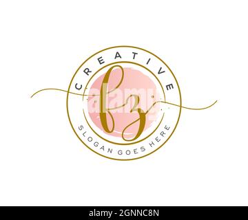 FZ feminine Logo Schönheit Monogramm und elegantes Logo-Design, Handschrift Logo der ursprünglichen Signatur, Hochzeit, Mode, floral und botanisch mit kreativen Stock Vektor