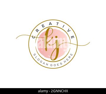 KJ feminine Logo Schönheit Monogramm und elegantes Logo-Design, Handschrift Logo der ursprünglichen Signatur, Hochzeit, Mode, Blumen und botanischen mit kreativen Stock Vektor